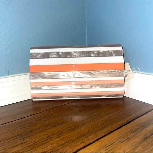 Pearl peach clutch crossbody bag shoulder bag party bag holiday bag - Picture 1 of 15